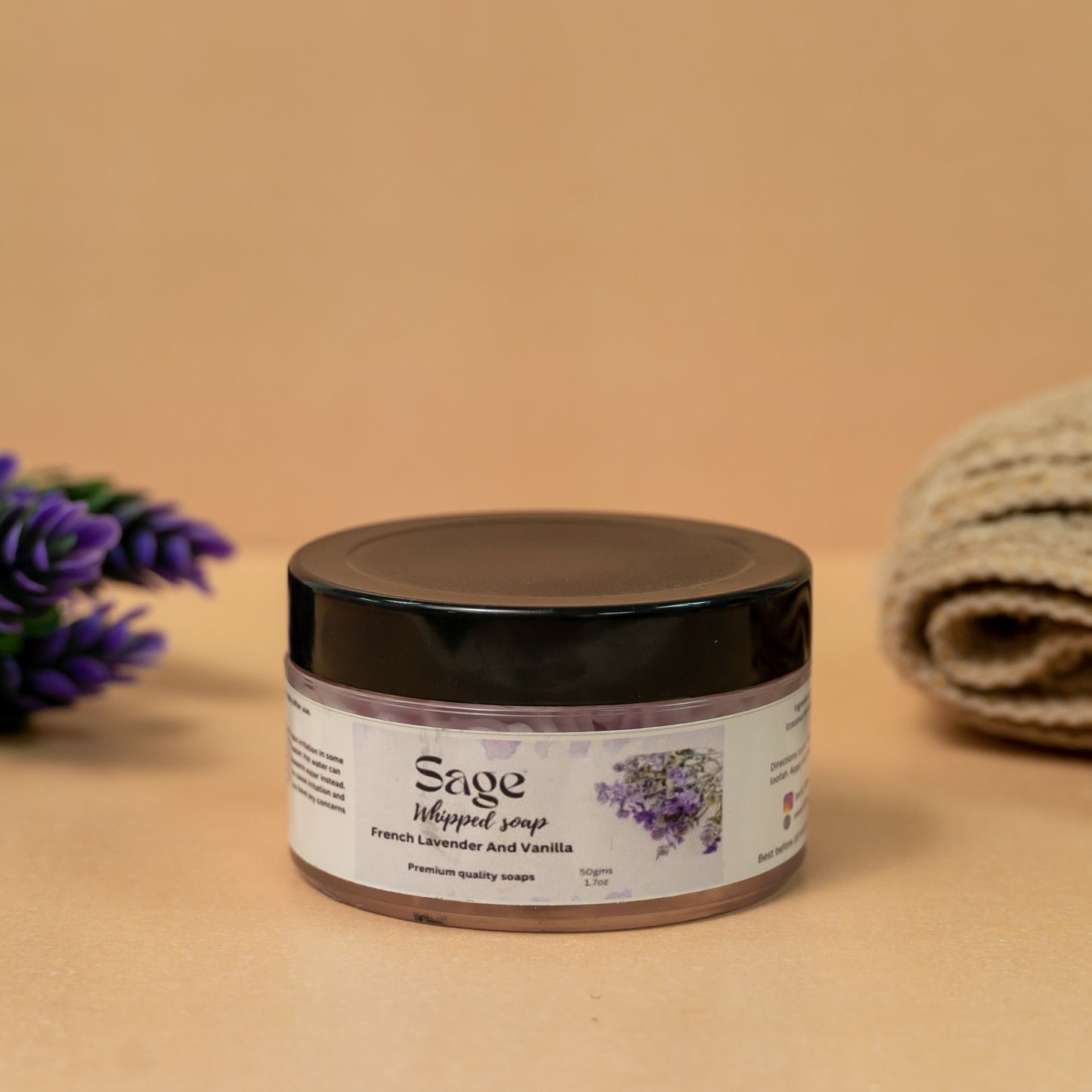 Sage’s Premium French Lavender and Vanilla Flavored All Natural Whipped Soap with Natual Oils and Fragrance Oils