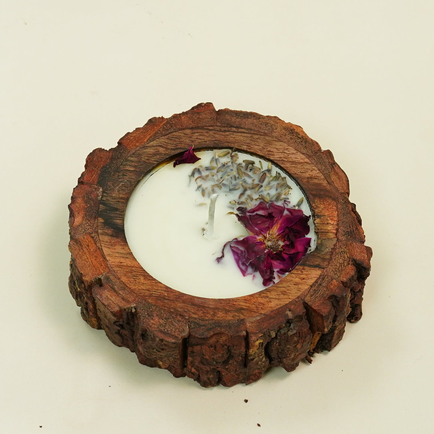 Wooden Bark Bowl Candle