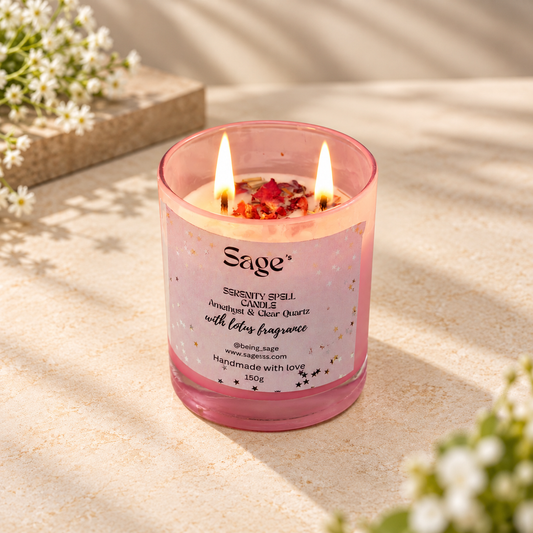 Serenity Spell Candle – Amethyst & Lotus