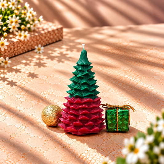 Soy Wax Christmas Tree Pillar Candle for Decor
