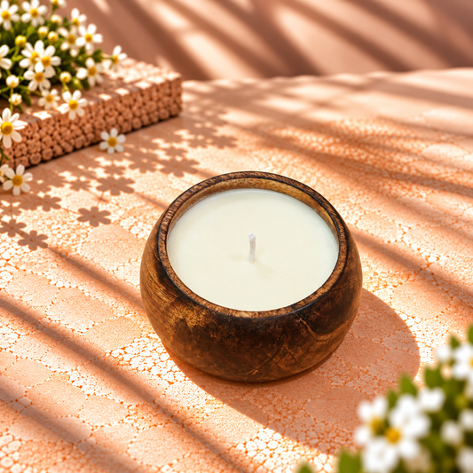 Wooden Dough Bowl Candle