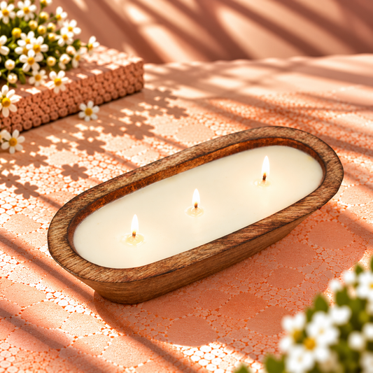 Boat-Shaped Wooden Bowl Candle (8*4)