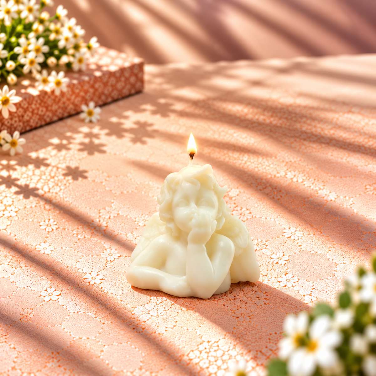 White Lion Sculptural Candle | Decorative Lion Candle for Home Décor