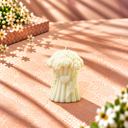 Elegant White Floral Candle | Decorative Flower-Shaped Candle for Home Décor
