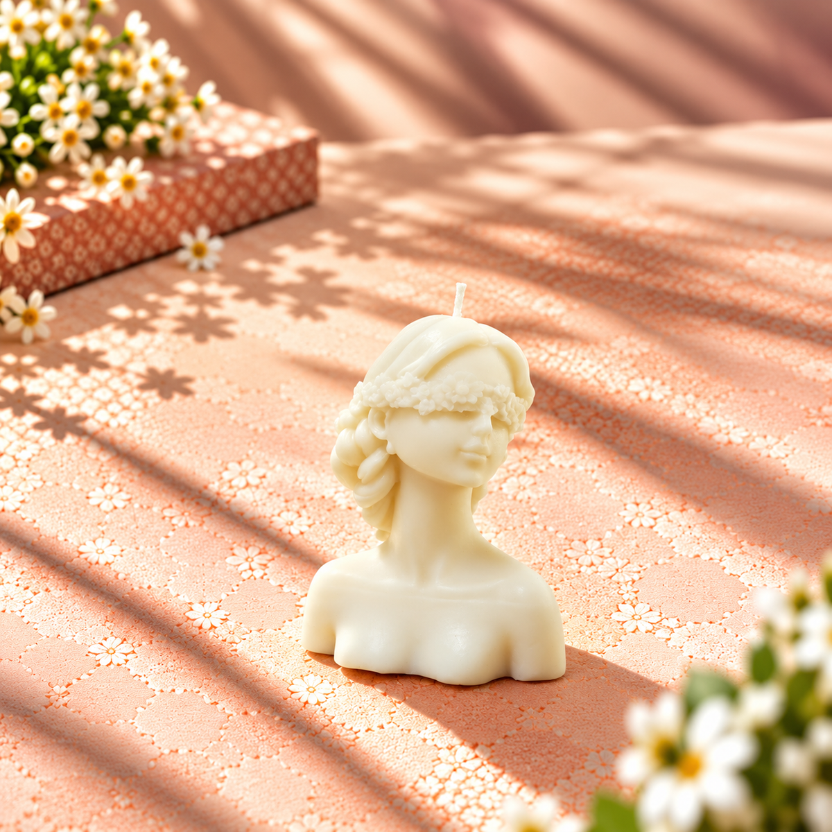 Elegant Woman Bust Candle | White Sculptural Candle