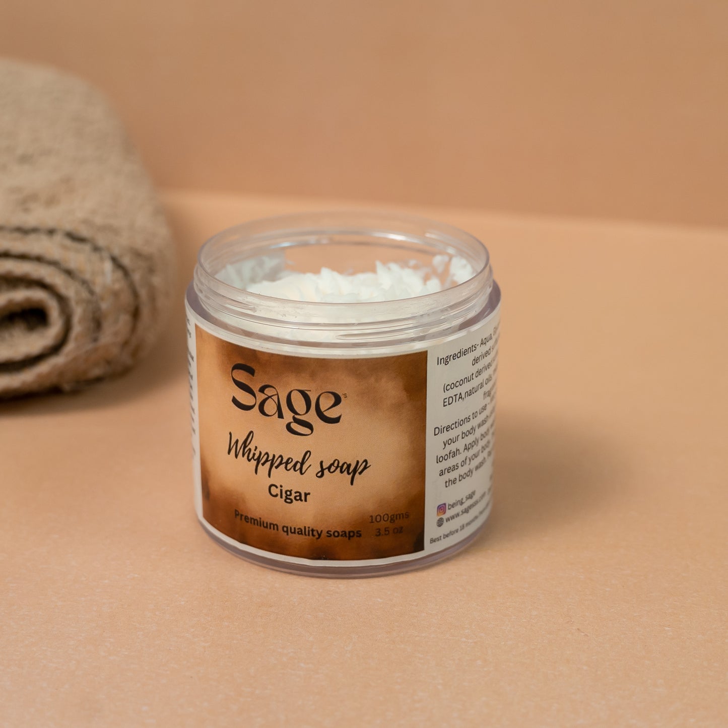 Sage’s Premium Cigar Infused Whipped Soap with Natural Oils and Fragrance Oils