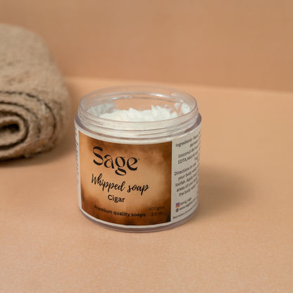 Sage’s Premium Cigar Infused Whipped Soap with Natural Oils and Fragrance Oils