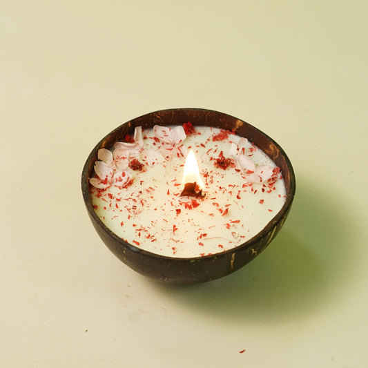 Handcrafted Coconut Bowl Flower Candle