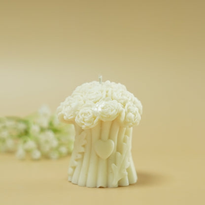 Elegant White Floral Candle | Decorative Flower-Shaped Candle for Home Décor