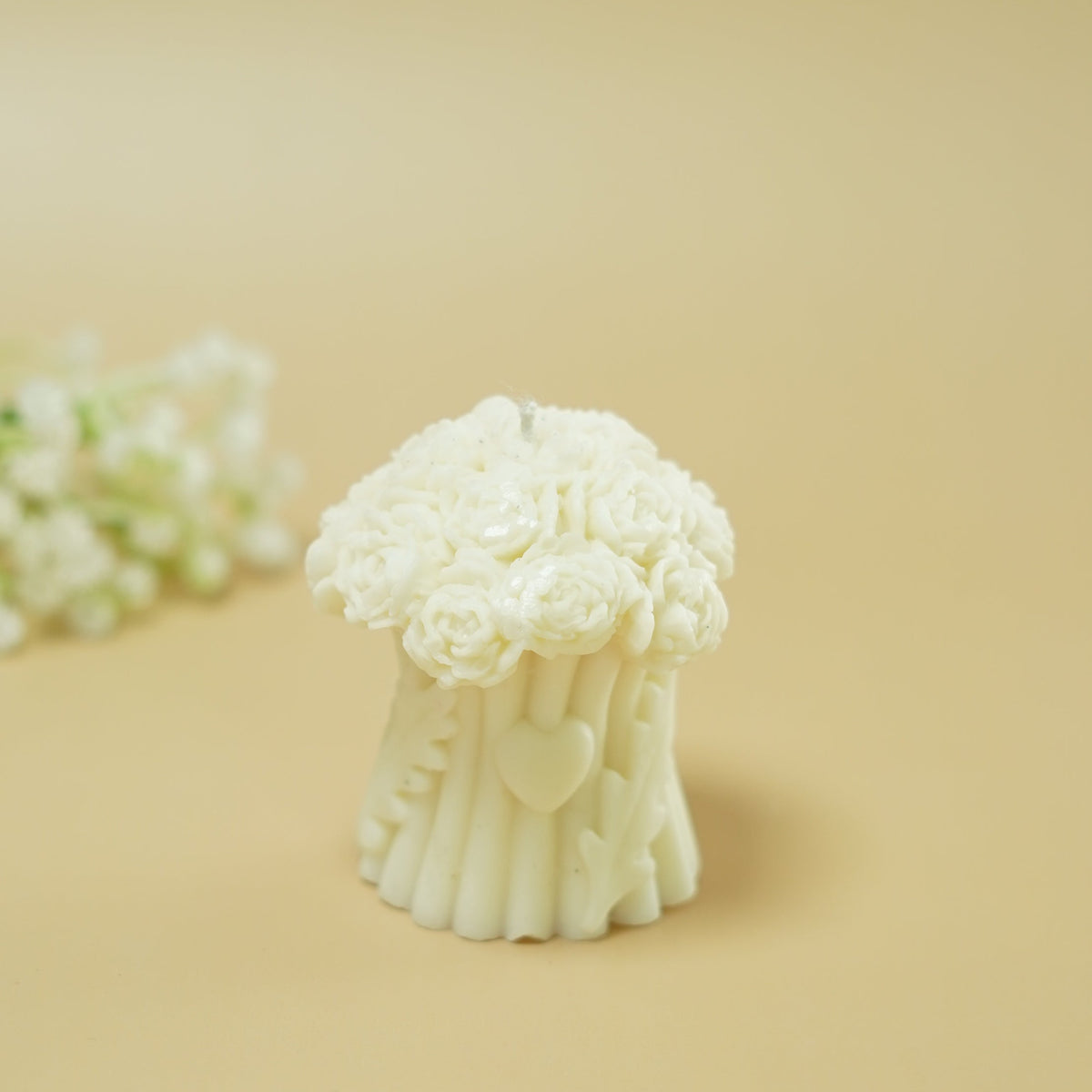 Elegant White Floral Candle | Decorative Flower-Shaped Candle for Home Décor