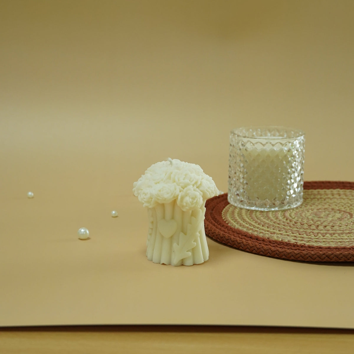Elegant White Floral Candle | Decorative Flower-Shaped Candle for Home Décor