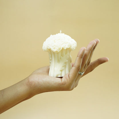 Elegant White Floral Candle | Decorative Flower-Shaped Candle for Home Décor