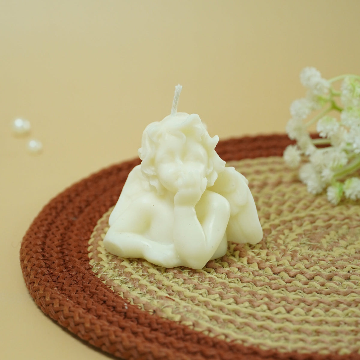 White Lion Sculptural Candle | Decorative Lion Candle for Home Décor