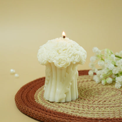 Elegant White Floral Candle | Decorative Flower-Shaped Candle for Home Décor