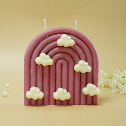 Pink Rainbow & Cloud Decorative Candle
