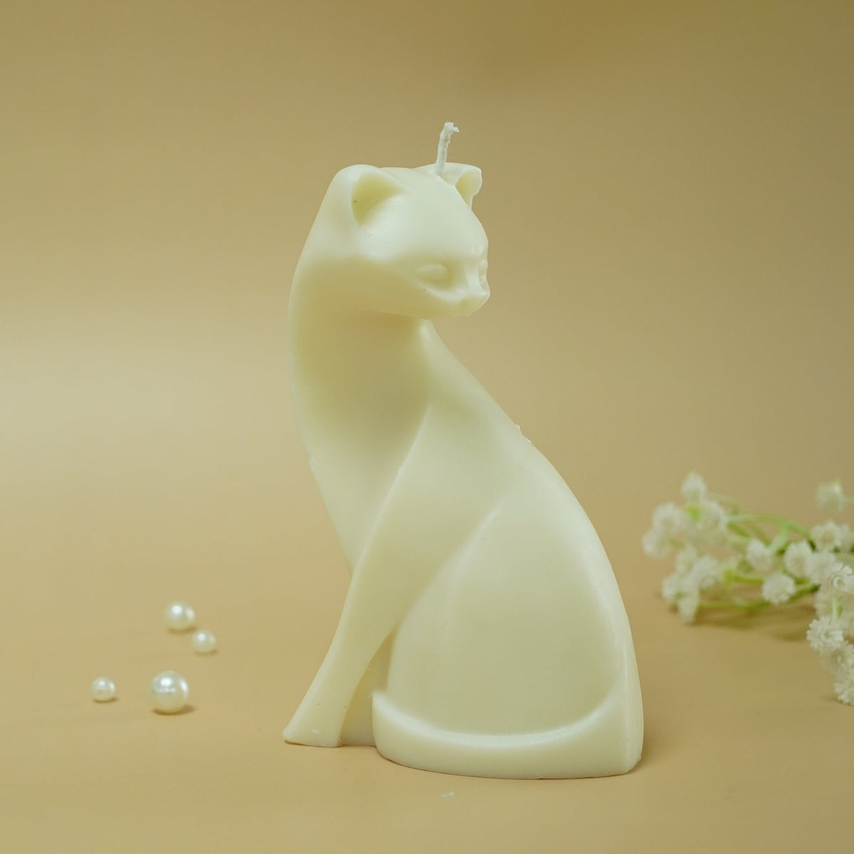 Ivory Cat Shaped Decorative Candle