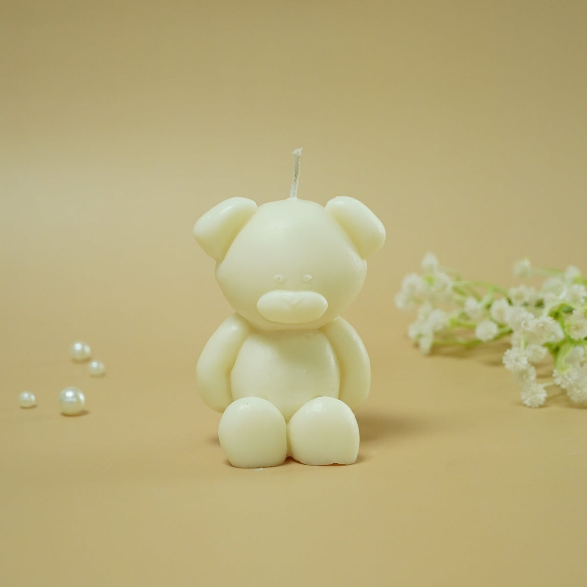 Ivory Teddy Bear Shaped Decorative Candle