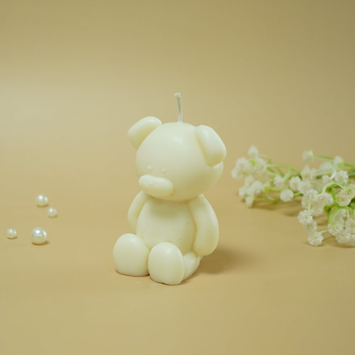 Ivory Teddy Bear Shaped Decorative Candle