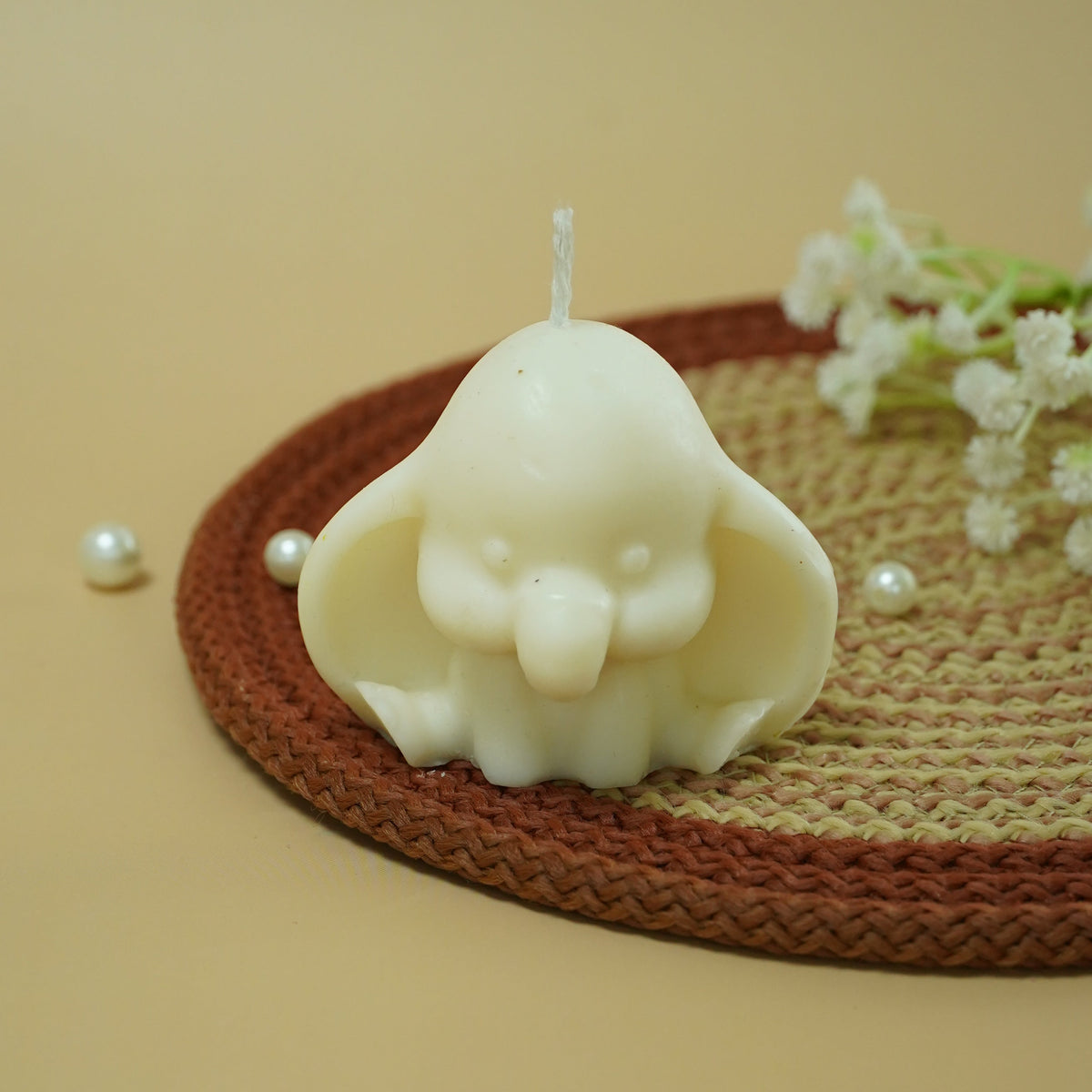 Ivory Elephant Shaped Decorative Candle