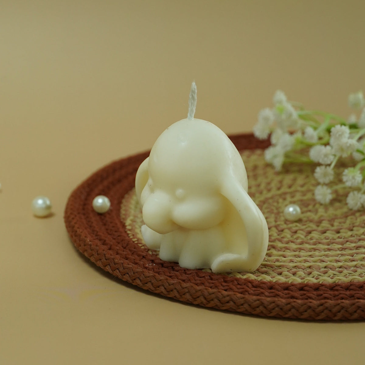 Ivory Elephant Shaped Decorative Candle