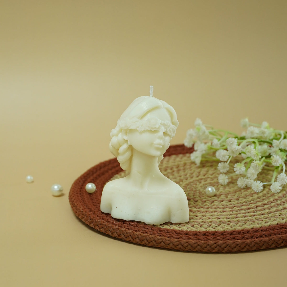 Elegant Woman Bust Candle | White Sculptural Candle