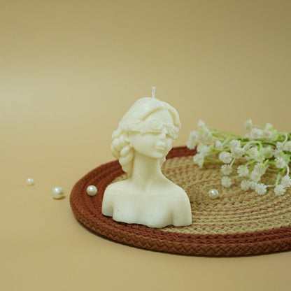 Elegant Woman Bust Candle | White Sculptural Candle