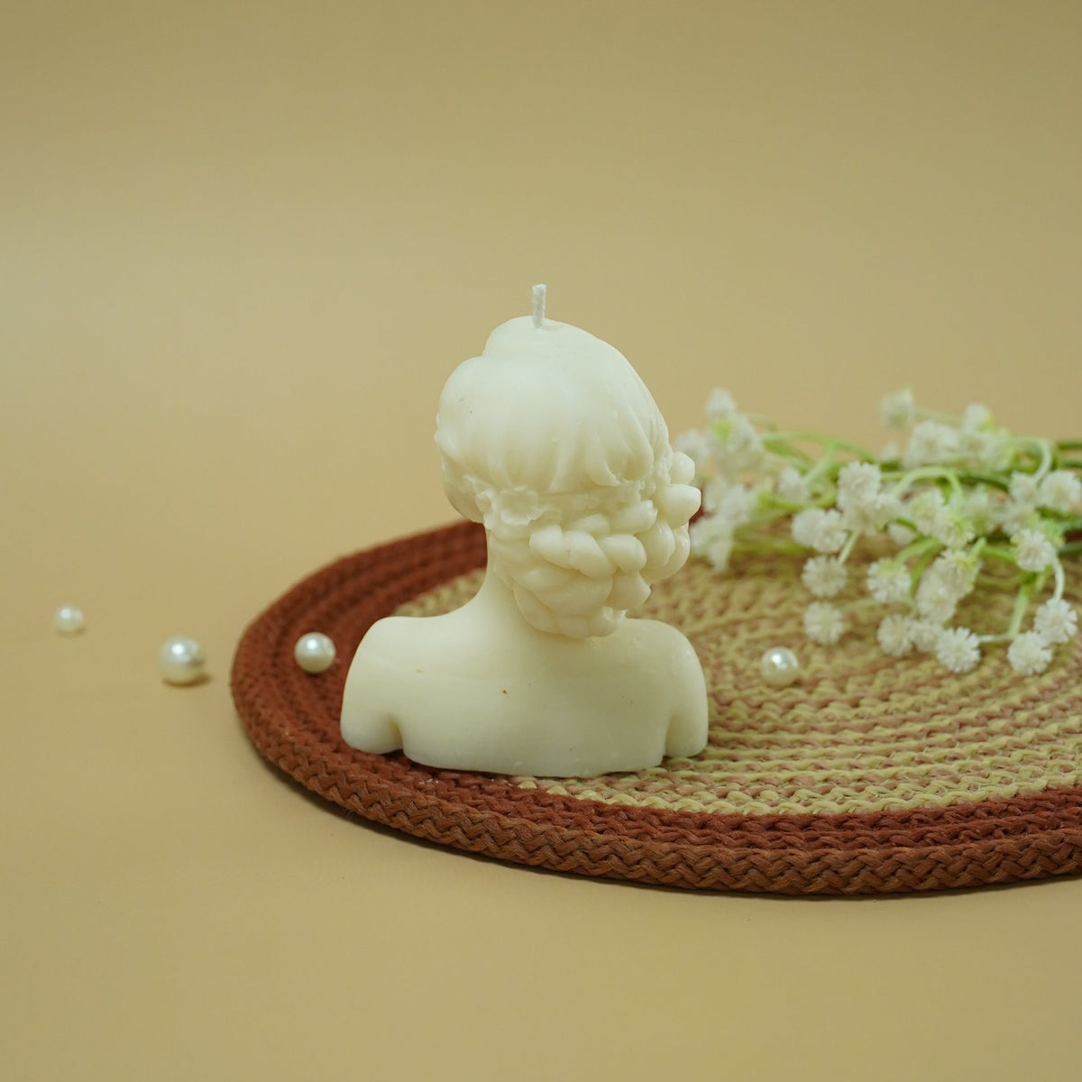 Elegant Woman Bust Candle | White Sculptural Candle