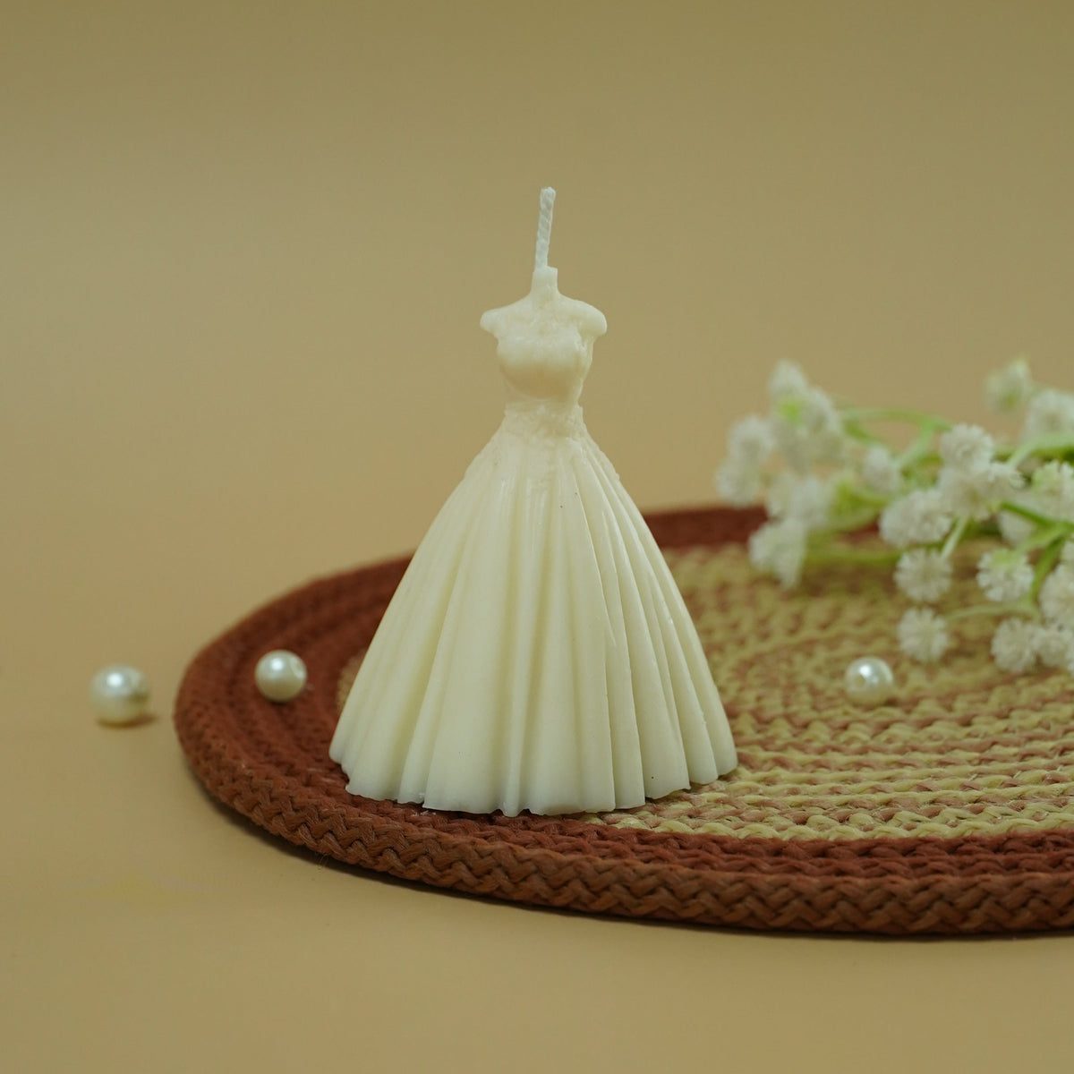 Ivory Gown Shaped Decorative Candle