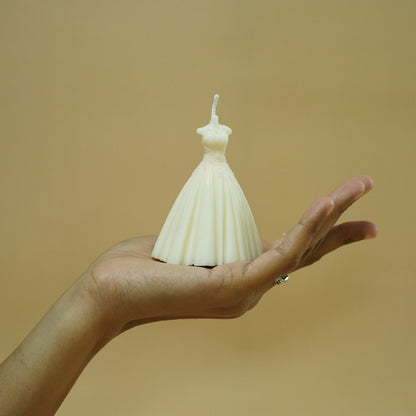 Ivory Gown Shaped Decorative Candle