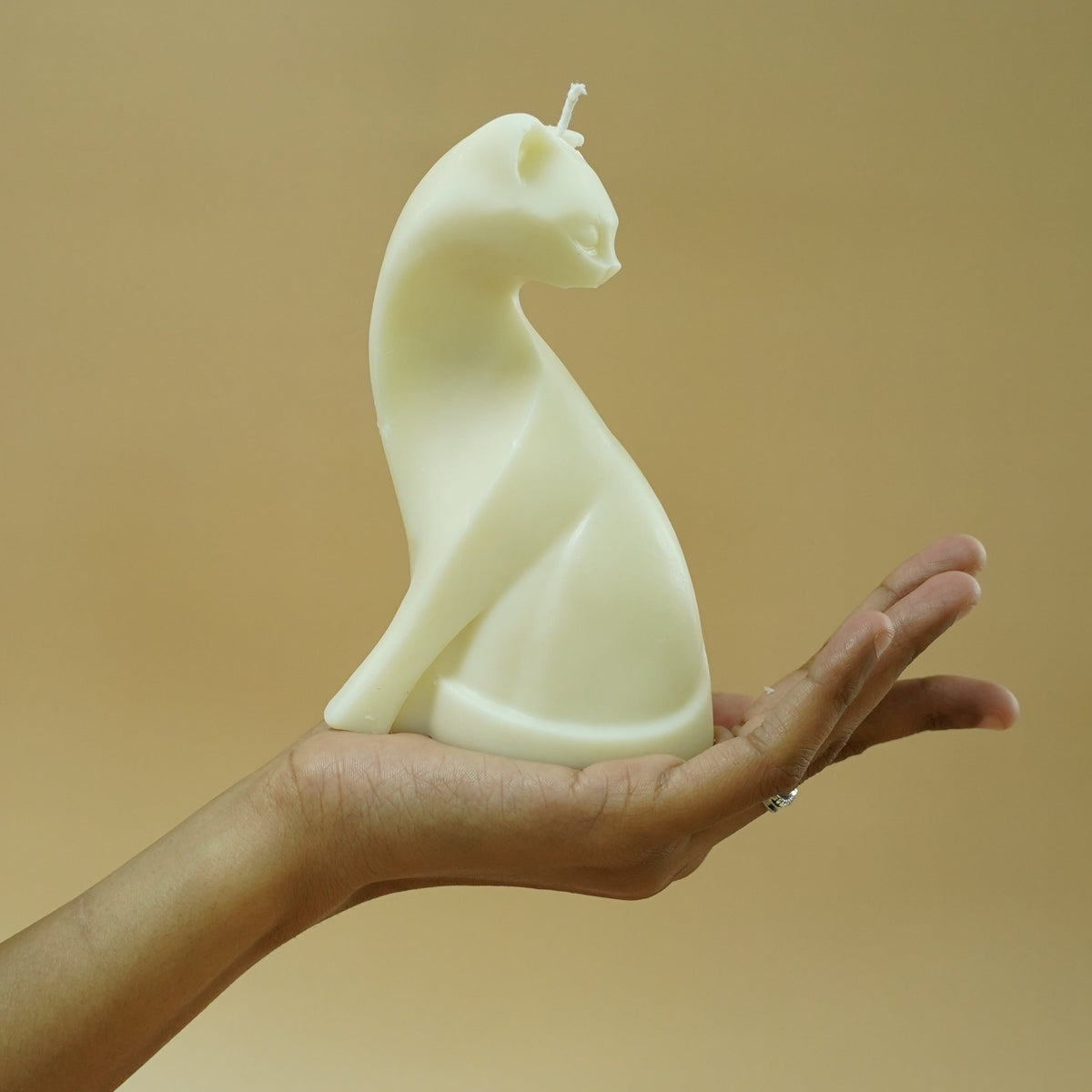 Ivory Cat Shaped Decorative Candle