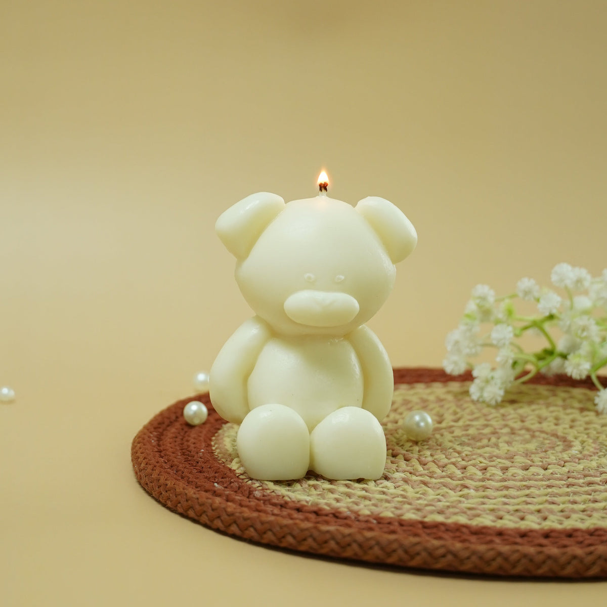 Ivory Teddy Bear Shaped Decorative Candle