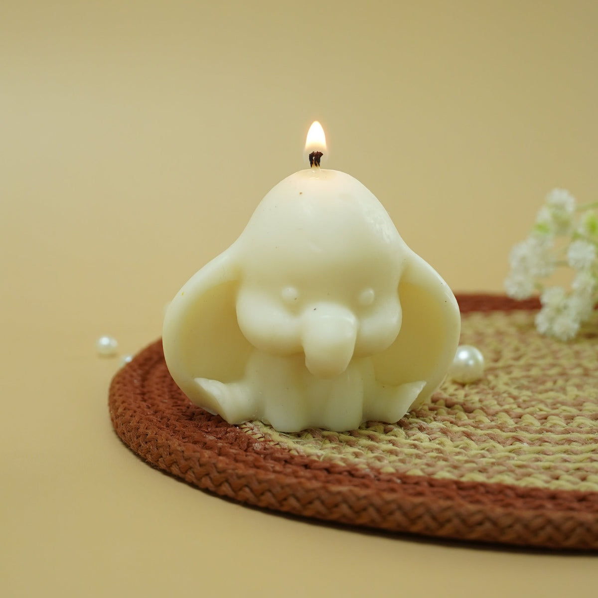Ivory Elephant Shaped Decorative Candle