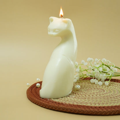 Ivory Cat Shaped Decorative Candle