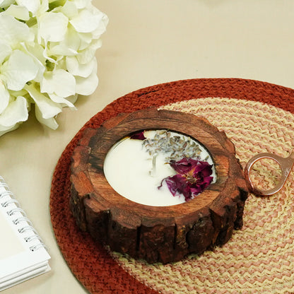 Wooden Bark Bowl Candle