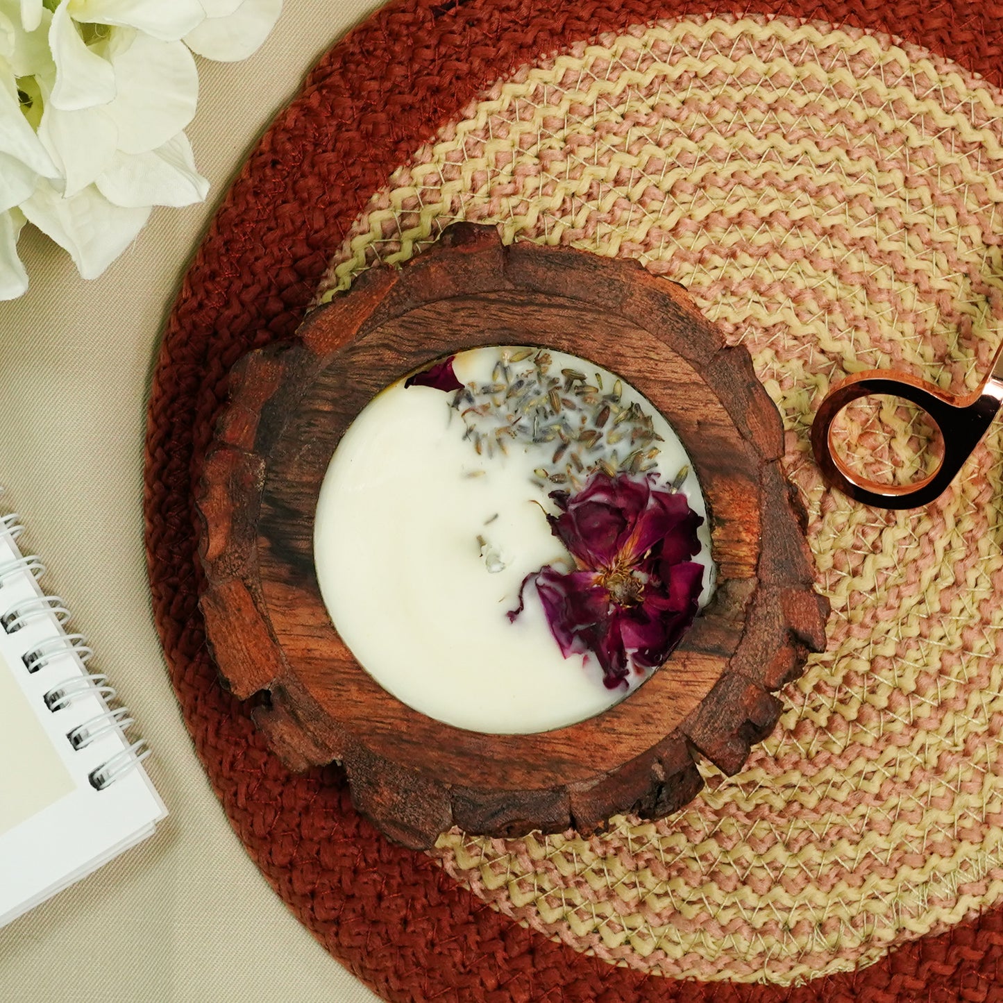 Wooden Bark Bowl Candle