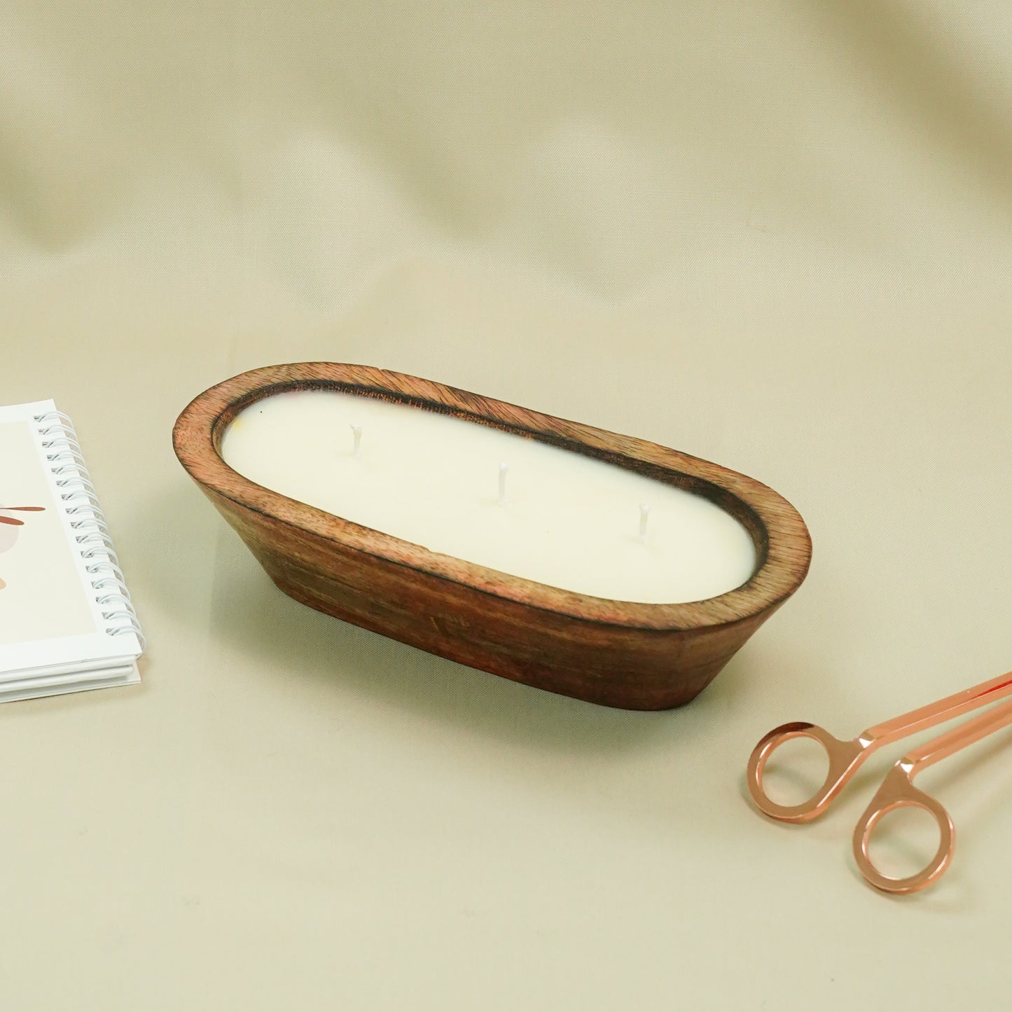 Boat-Shaped Wooden Bowl Candle (8*4)