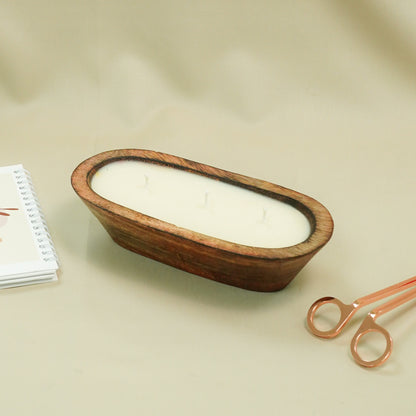 Boat-Shaped Wooden Bowl Candle (8*4)