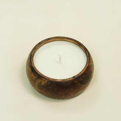 Wooden Dough Bowl Candle