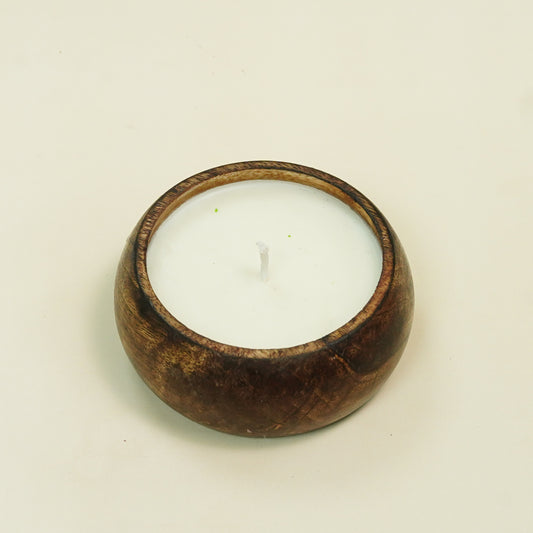 Wooden Dough Bowl Candle