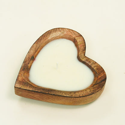 Heart-Shaped Lavender Wooden Bowl Candle