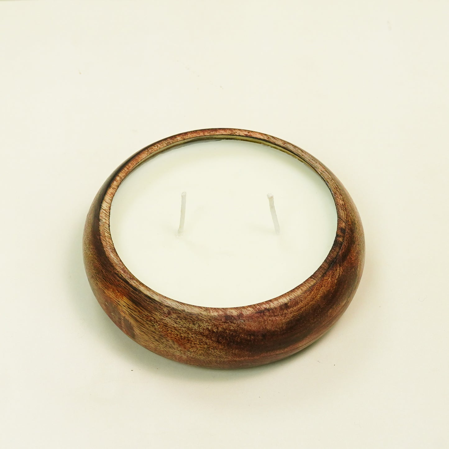Round Wooden Bowl Candle