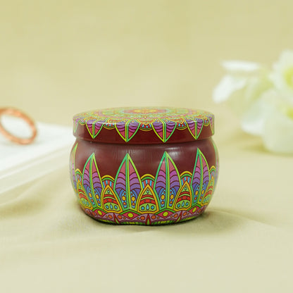 Maroon Mandala Printed Tin Candle