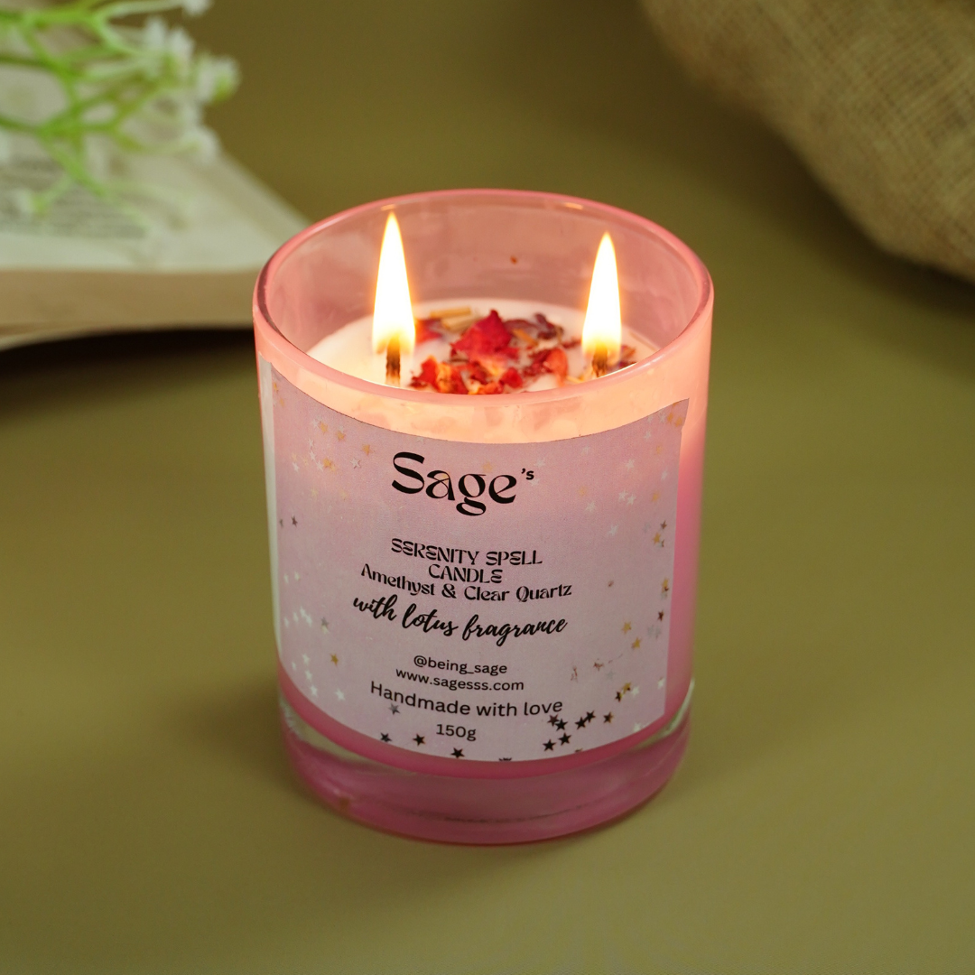 Serenity Spell Candle – Amethyst & Lotus