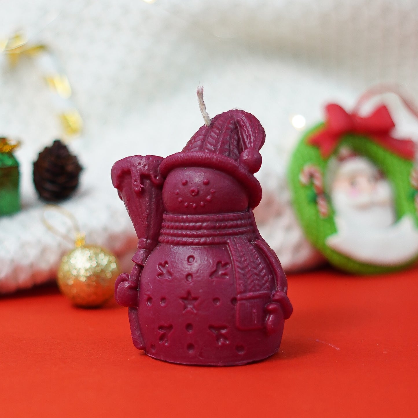 Snowman Christmas Candle