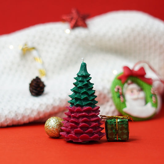 Soy Wax Christmas Tree Pillar Candle for Decor