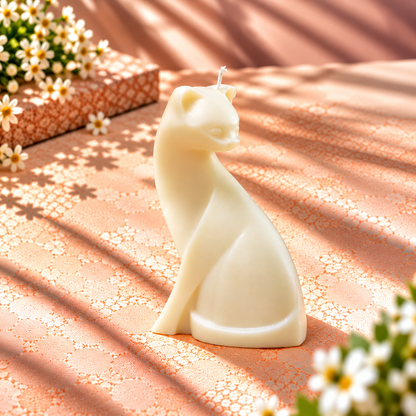 Ivory Cat Shaped Decorative Candle