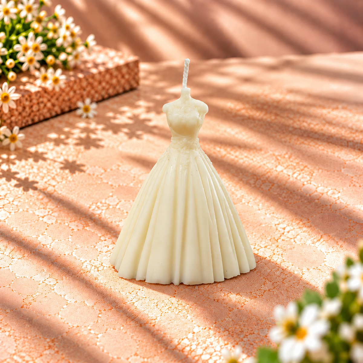 Ivory Gown Shaped Decorative Candle
